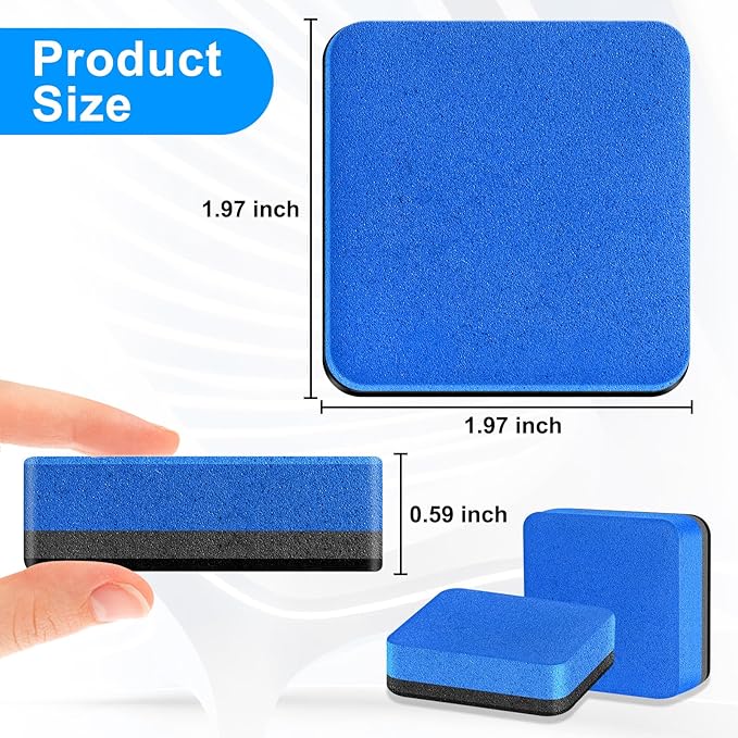 200 Pack Dry Erase Erasers, Mini Magnetic Dry Erase Eraser Bulk, Square Blue White Board Dry Erasers, Ideal Chalkboard Cleansers, Perfect for Kids Classroom, Home and Office (1.97 x 1.97 Inch)