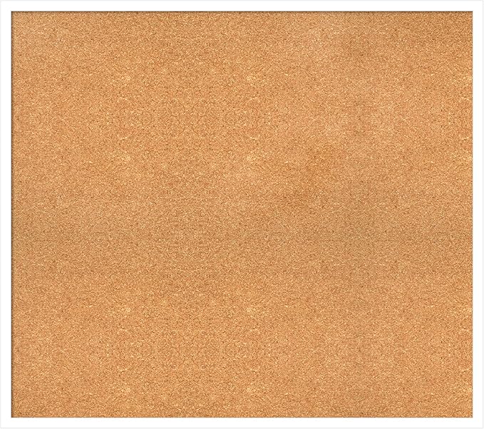 Amanti Art Natural Cork Board for Wall, 31x35 Vision Board with White Frame, Large Corkboard Office Decor for Home Organization, Modern Corkboard Pinboard to Display Items for Home Organization in