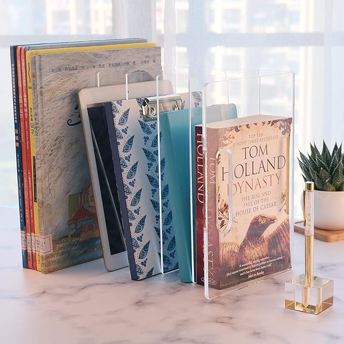 Acrylic File Sorter, Desktop File Collator Office File Organizer, Clear 11.4" x 6.7" x 10"