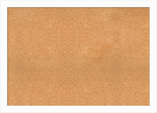 Amanti Art Natural Cork Board for Wall, 31x43 Vision Board with White Frame, X-Large Corkboard Office Decor for Home Organization, Casual Corkboard Pinboard to Display Items for Home Organization in
