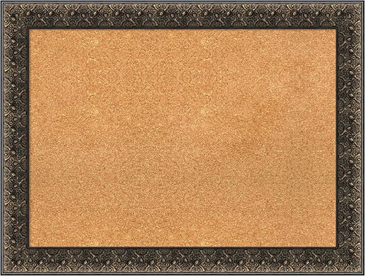 Amanti Art Natural Cork Board for Wall, 25x33 Vision Board with Black Wood Frame, Medium Corkboard Office Decor for Home Organization, Traditional Corkboard Pinboard to display items for home