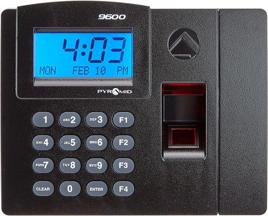 Pyramid Time Systems - Pyramid TimeTrax Elite [TTELITEEK] Automated Biometric Fingerprint Time Clock for small Business, Employee In/Out Time Tracker with Software Download, Windows Compatible - Black