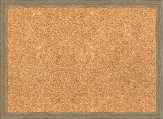 Amanti Art Natural Cork Board for Wall, 22x30 Vision Board with Brown Wood Frame, Medium Corkboard Office Decor for Home Organization, Casual Corkboard Pinboard to display items for home organization