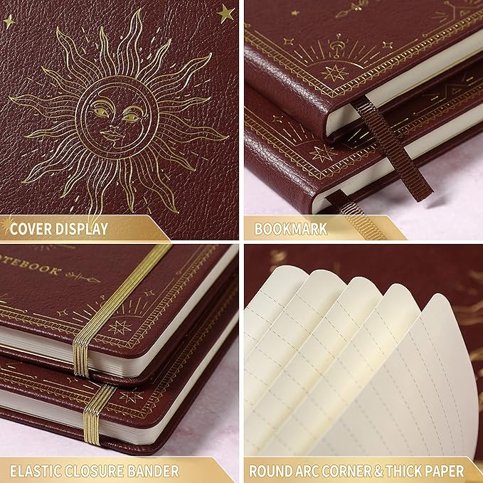 Artfan Ruled Notebook/Journal – Premium Thick Paper Faux Leather Classic Writing Notebook with Pocket + Page Dividers Gifts, Banded, Large, 144 Pages, Hard Cover, Lined (5.8 x 8.4) - Burgundy