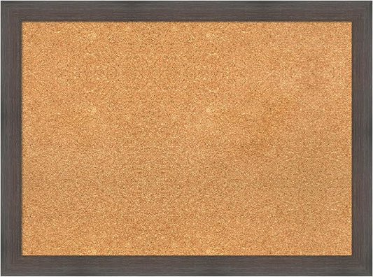 Amanti Art Natural Cork Board for Wall, 23x31 Vision Board with Brown Wood Frame, Medium Corkboard Office Decor for Home Organization, Rustic Farmhouse Corkboard Pinboard to display items for home