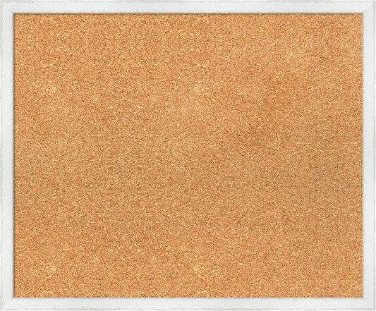 Amanti Art Natural Cork Board for Wall, 19x23 Vision Board with White Frame, Medium Corkboard Office Decor for Home Organization, Country Rustic Corkboard Pinboard to Display Items for Home