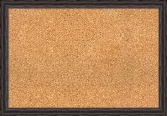 Amanti Art Natural Cork Board for Wall, 27x39 Vision Board with Brown Wood Frame, Large Corkboard Office Decor for Home Organization, Rustic Farmhouse Corkboard Pinboard to display items for home