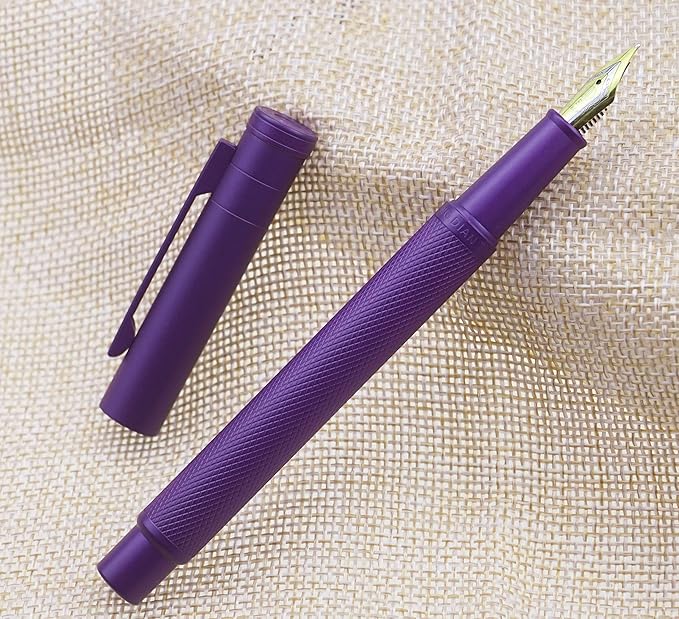 Asvine Purple Forest Fountain Pen Fine Nib Classic Design with Converter and Metal Pen Case Set
