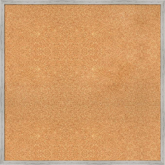 Amanti Art Natural Cork Board for Wall, 29x29 Vision Board with White Frame, Large Corkboard Office Decor for Home Organization, Cottage Corkboard Pinboard to Display Items for Home Organization in