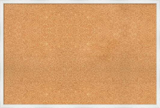 Amanti Art Natural Cork Board for Wall, 25x37 Vision Board with White Frame, Large Corkboard Office Decor for Home Organization, Country Rustic Corkboard Pinboard to Display Items for Home