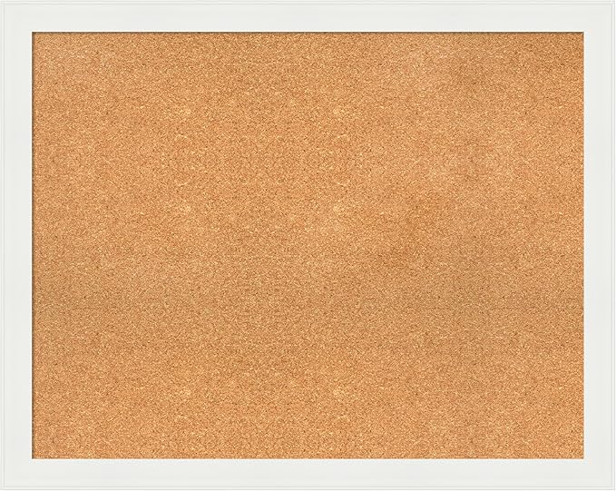 Amanti Art Natural Cork Board for Wall, 31x39 Vision Board with White Frame, Large Corkboard Office Decor for Home Organization, Casual Corkboard Pinboard to Display Items for Home Organization in