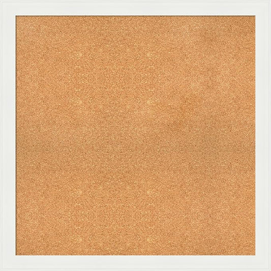Amanti Art Natural Cork Board for Wall, 35x35 Vision Board with White Frame, Large Corkboard Office Decor for Home Organization, Casual Corkboard Pinboard to Display Items for Home Organization in