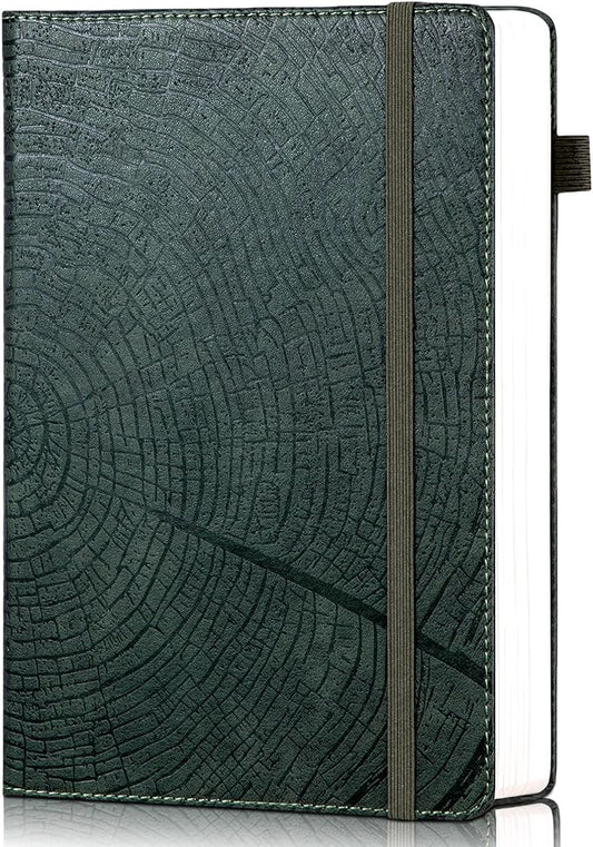 CAGIE Lined Journal for Women & Men, Tree Growth Ring Leather Bound Journal Notebook, 256 Pages 100 GSM Journals for Writing, A5 Hardcover Journaling Notebooks for Work, Note Taking