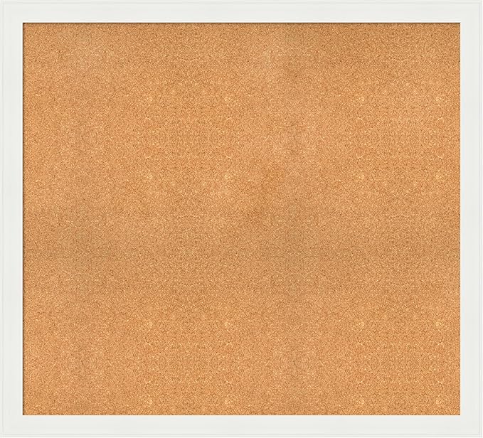 Amanti Art Natural Cork Board for Wall, 39x43 Vision Board with White Frame, Oversize Corkboard Office Decor for Home Organization, Casual Corkboard Pinboard to Display Items for Home Organization in