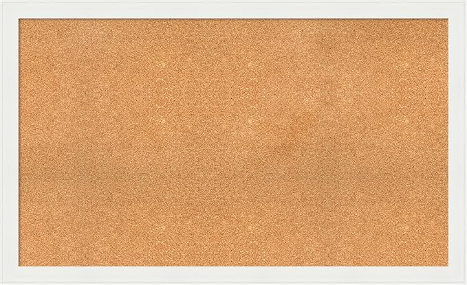 Amanti Art Natural Cork Board for Wall, 31x51 Vision Board with White Frame, Oversize Corkboard Office Decor for Home Organization, Casual Corkboard Pinboard to Display Items for Home Organization in