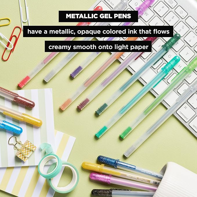 SAKURA Gelly Roll Metallic Gel Pens - Pens for Scrapbook, Journals, or Drawing - Dark Metallic Ink - Medium Line - 5 Pack