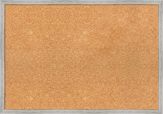 Amanti Art Natural Cork Board for Wall, 19x27 Vision Board with White Frame, Medium Corkboard Office Decor for Home Organization, Cottage Corkboard Pinboard to Display Items for Home Organization in