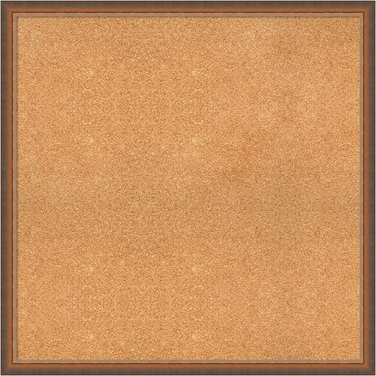 Amanti Art Natural Cork Board for Wall, 32x32 Vision Board with Bronze Frame, Large Corkboard Office Decor for Home Organization, Modern Corkboard Pinboard to Display Items for Home Organization in