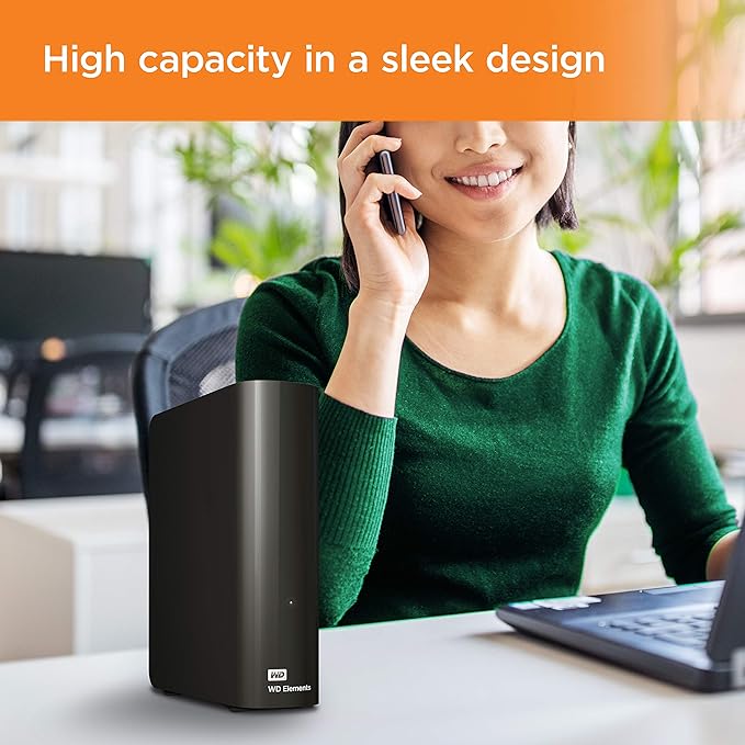 Western Digital 14TB Elements Desktop External Hard Drive, USB 3.0 external hard drive for plug-and-play storage - Western DigitalBWLG0140HBK-NESN
