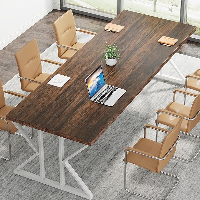 Tribesigns 78.7-Inch Executive Desk, Large Computer Office Desk Workstation, Modern Simple Style Laptop Desk Study Writing Table Business Furniture for Home Office (Rustic Brown/White, 78.7 Inch)