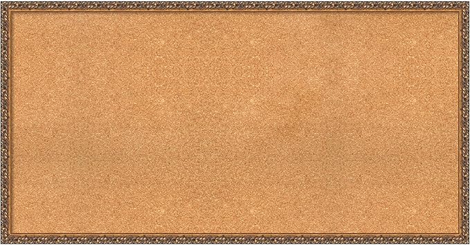 Amanti Art Natural Cork Board for Wall, 26x50 Vision Board with Bronze Frame, Oversize Corkboard Office Decor for Home Organization, Traditional Corkboard Pinboard to Display Items for Home