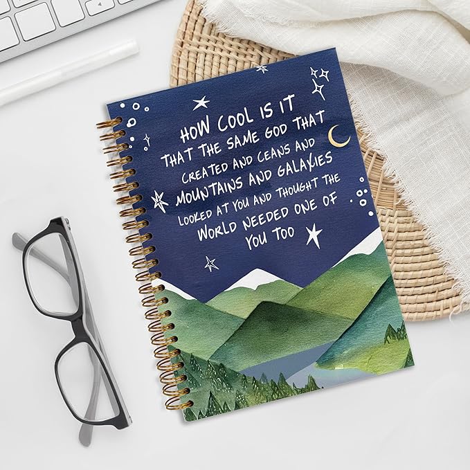 Bible Journal, A5 Spiral Christian Bible Journal Notebook, How Cool Is It That the Same God, Inspirational Bible Verse Gift for Women Men Birthday Christmas, Office Supplies, Bible Study (Blue-moon)