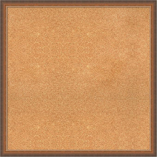 Amanti Art Natural Cork Board for Wall, 30x30 Vision Board with Bronze Frame, Large Corkboard Office Decor for Home Organization, Modern Corkboard Pinboard to Display Items for Home Organization in