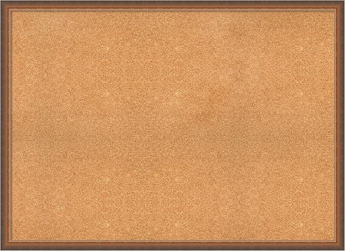Amanti Art Natural Cork Board for Wall, 32x44 Vision Board with Bronze Frame, Oversize Corkboard Office Decor for Home Organization, Modern Corkboard Pinboard to Display Items for Home Organization