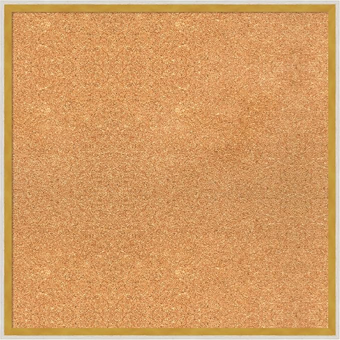 Amanti Art Natural Cork Board for Wall, 23x23 Vision Board with White Frame, Medium Corkboard Office Decor for Home Organization, Modern Corkboard Pinboard to Display Items for Home Organization in