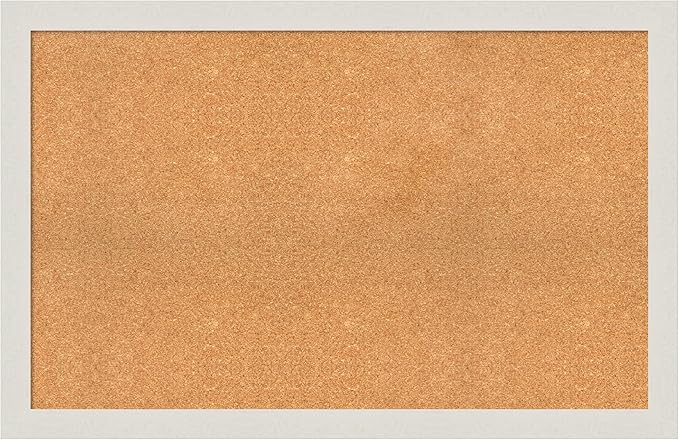 Amanti Art Natural Cork Board for Wall, 29x45 Vision Board with White Frame, Oversize Corkboard Office Decor for Home Organization, Country Rustic Corkboard Pinboard to Display Items for Home