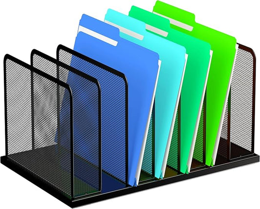 Kuntine.B Desk File Organizer 7 Upright Mesh Desktop Organizer File Sorter Office Organization File Holder for Home, Office & Classroom