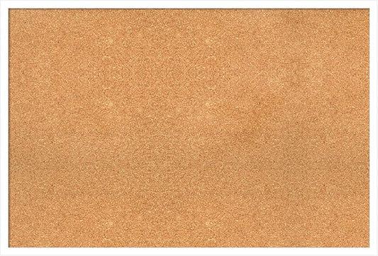 Amanti Art Natural Cork Board for Wall, 25x37 Vision Board with White Frame, Large Corkboard Office Decor for Home Organization, Modern Corkboard Pinboard to Display Items for Home Organization in
