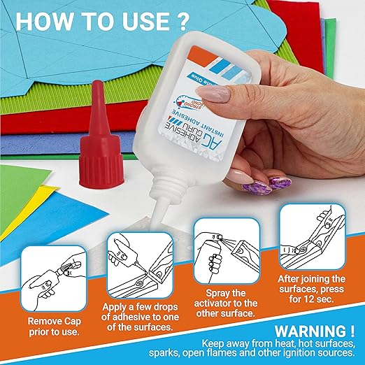 Adhesive Guru CA Glue with Activator Woodworking (12 x 0.9 oz - 12 x 3.38 fl oz) Ca Glue for Woodworking, Cyanoacrylate Glue and Activator (12 Pack)