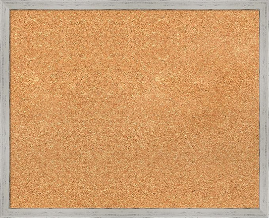 Amanti Art Natural Cork Board for Wall, 17x21 Vision Board with White Frame, Small Corkboard Office Decor for Home Organization, Cottage Corkboard Pinboard to Display Items for Home Organization in