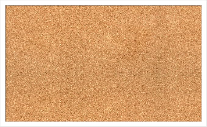 Amanti Art Natural Cork Board for Wall, 19x31 Vision Board with White Frame, Medium Corkboard Office Decor for Home Organization, Modern Corkboard Pinboard to Display Items for Home Organization in