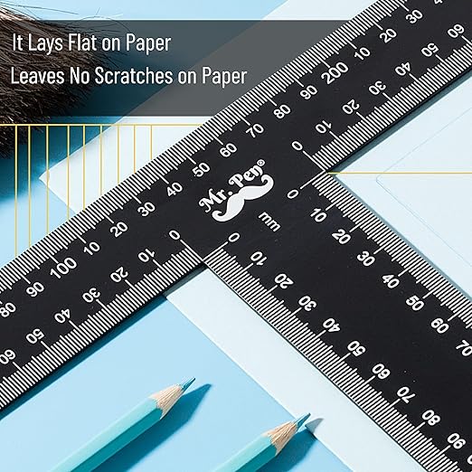 Mr. Pen - T Square, T Ruler, 12 inch Metal Ruler, T Square Ruler, Drafting Tools, Architect Ruler, Set Square, Drafting Ruler, Tsquare, Truler, Architectural Triangle, Tee Ruler, L Square, Scale Ruler