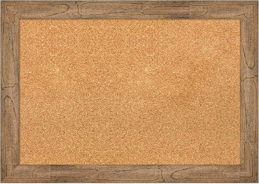 Amanti Art Natural Cork Board for Wall, 20x28 Vision Board with Brown Wood Frame, Medium Corkboard Office Decor for Home Organization, Rustic Farmhouse Corkboard Pinboard to display items for home