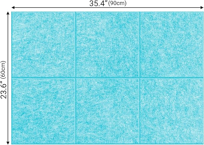 AKTOP Cork Board Bulletin Board 24"x36", 6 Pack Removable Felt Cork Board Tiles for Wall, Large Corkboard Notice Pin Board for Office, School & Home,24 Safe Adhesive Tabs, 20 Push Pins, Baby Blue