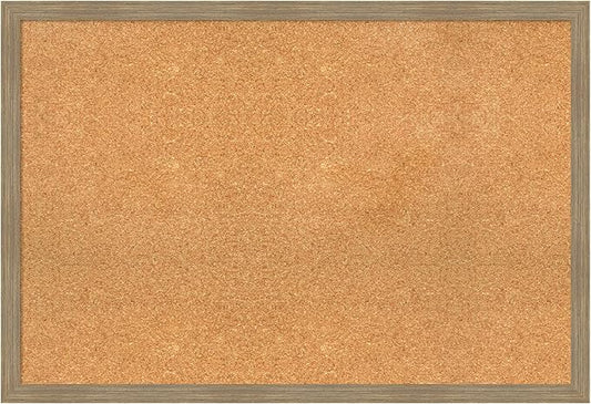 Amanti Art Natural Cork Board for Wall, 26x38 Vision Board with Brown Wood Frame, Large Corkboard Office Decor for Home Organization, Casual Corkboard Pinboard to display items for home organization