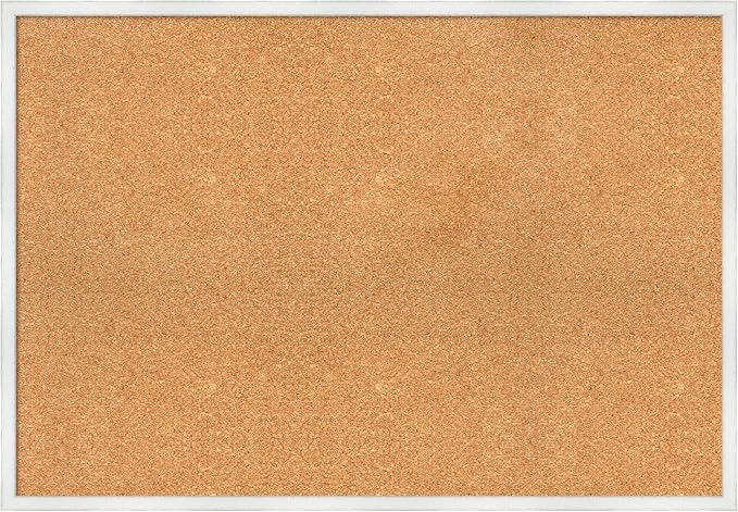 Amanti Art Natural Cork Board for Wall, 27x39 Vision Board with White Frame, Large Corkboard Office Decor for Home Organization, Country Rustic Corkboard Pinboard to Display Items for Home