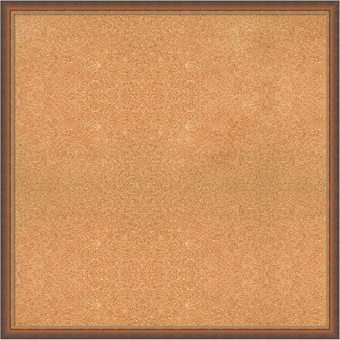 Amanti Art Natural Cork Board for Wall, 34x34 Vision Board with Bronze Frame, Large Corkboard Office Decor for Home Organization, Modern Corkboard Pinboard to Display Items for Home Organization in