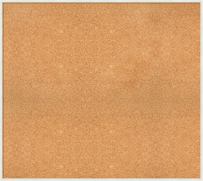 Amanti Art Natural Cork Board for Wall, 33x37 Vision Board with White Frame, X-Large Corkboard Office Decor for Home Organization, Modern Corkboard Pinboard to Display Items for Home Organization in