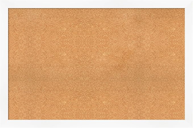 Amanti Art Natural Cork Board for Wall, 31x47 Vision Board with White Frame, Oversize Corkboard Office Decor for Home Organization, Modern Corkboard Pinboard to Display Items for Home Organization in