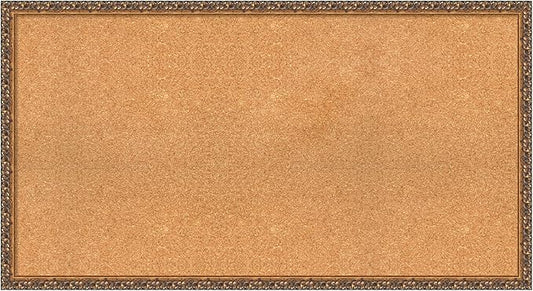 Amanti Art Natural Cork Board for Wall, 24x44 Vision Board with Bronze Frame, Oversize Corkboard Office Decor for Home Organization, Traditional Corkboard Pinboard to Display Items for Home