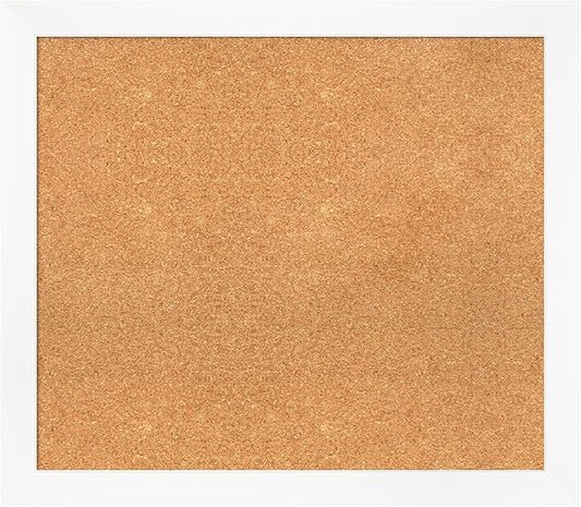 Amanti Art Natural Cork Board for Wall, 27x31 Vision Board with White Frame, Large Corkboard Office Decor for Home Organization, Modern Corkboard Pinboard to Display Items for Home Organization in