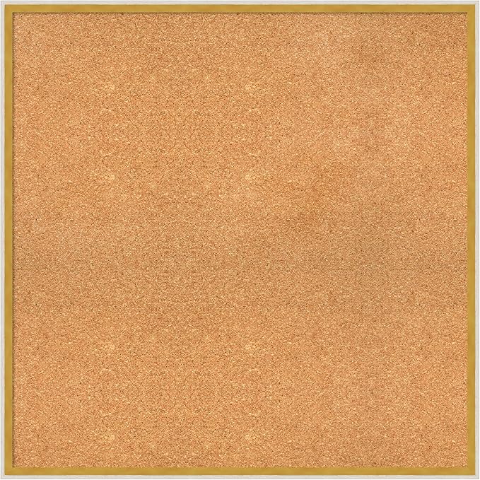 Amanti Art Natural Cork Board for Wall, 31x31 Vision Board with White Frame, Large Corkboard Office Decor for Home Organization, Modern Corkboard Pinboard to Display Items for Home Organization in