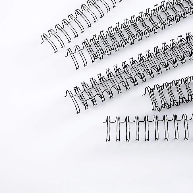 BNC Double Loop Wire Binding Rings Letter Size 3:1 Loops 32 Holes Black Color Pack of 100 (1/2 Inches)