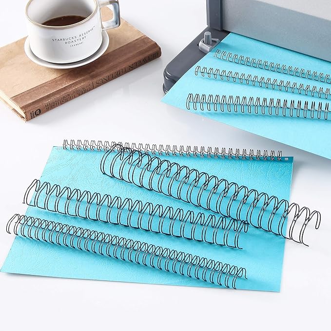 BNC Double Loop Wire Binding Rings Letter Size 3:1 Loops 32 Holes Black Color Pack of 100 (3/8 Inches)