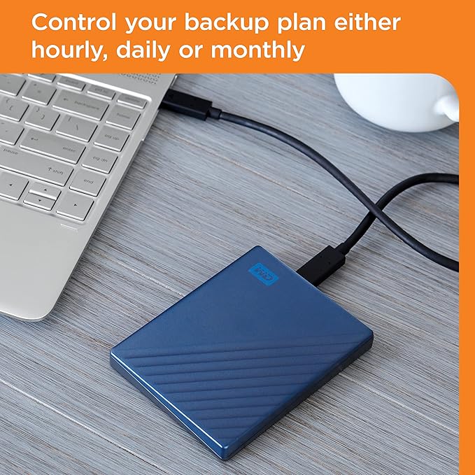 WD 4TB My Passport Ultra, Blue, Portable External Hard Drive, backup software with defense against ransomware, and password protection, USB-C and USB 3.1 - WDBFTM0040BBL-WESN
