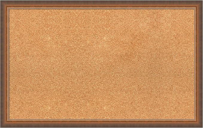 Amanti Art Natural Cork Board for Wall, 20x32 Vision Board with Bronze Frame, Medium Corkboard Office Decor for Home Organization, Modern Corkboard Pinboard to Display Items for Home Organization in